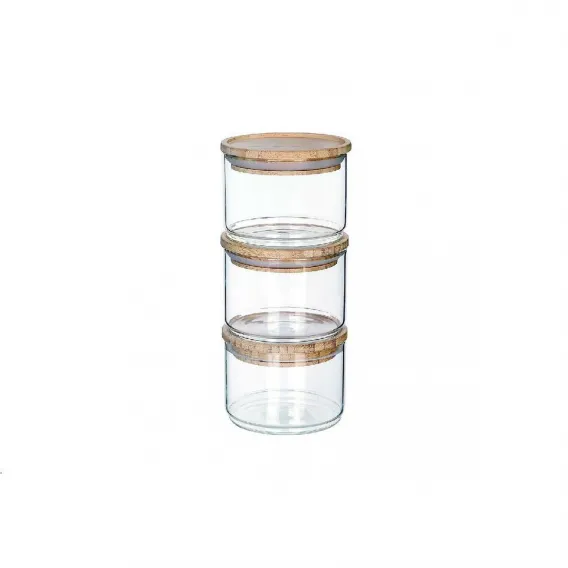 Set mit 3 Kanistern DKD Home Decor Borosilikatglas 470 ml