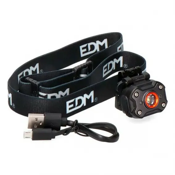 Edm LED-Kopf-Taschenlampe EDM 8 W Schwarz 400 lm