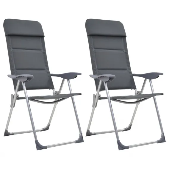 Campingstuhl 2 Stk. Grau 58 x 69 x 111 cm Aluminium Sessel Stuhl Camping Outdoor