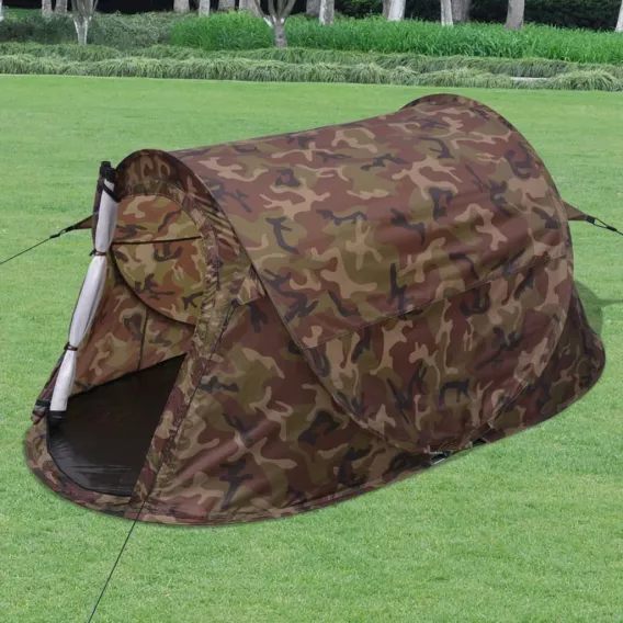 Familienzelt Kuppelzelt Campingzelt 2-Personen Pop-Up-Zelt Camouflage