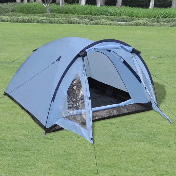 Familienzelt Kuppelzelt Campingzelt 3-Personen-Zelt Blau