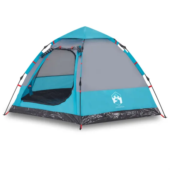 Zelt Campingzelt Kuppelzelt Familienzelt 4 Personen Blau Quick Release