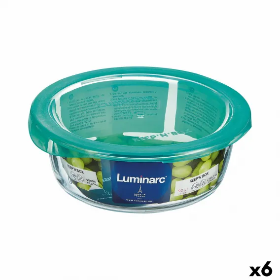 Runde Lunchbox mit Deckel Luminarc Keep?n Lagon 920 ml 15,6 x 6,6 cm trkis Glas 6 Stck